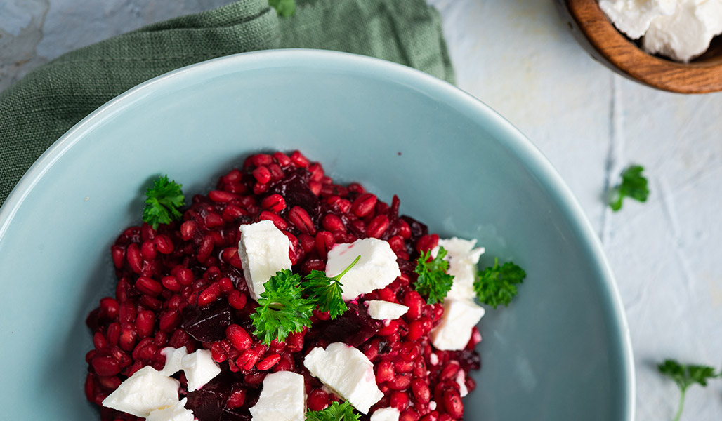 Rote Beete Risotto mit Feta