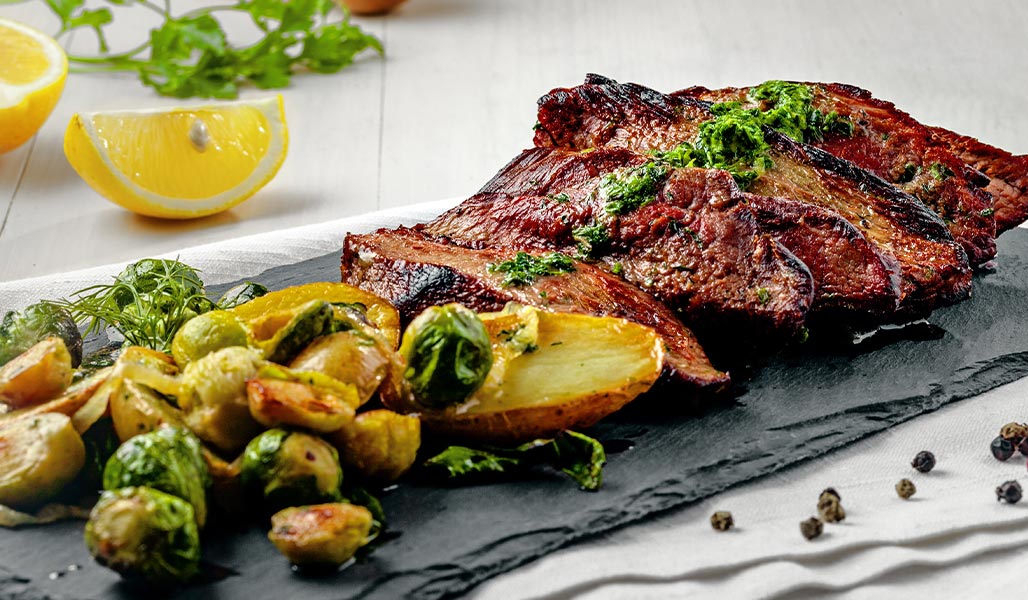 Hirschsteaks mit Rosenkohl 