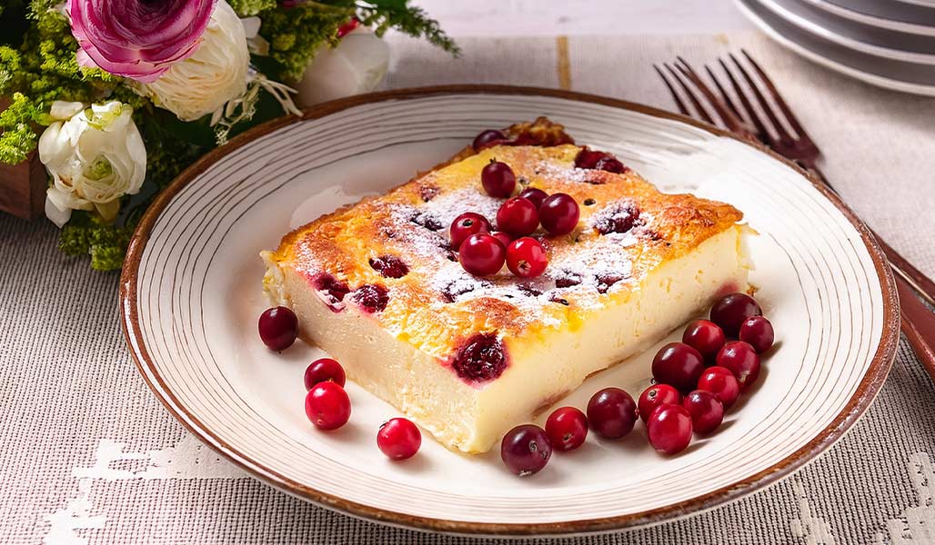 Quarkauflauf mit Johannisbeeren
