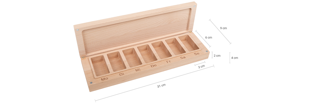 Kapselbox/Tablettendosierer - Maße