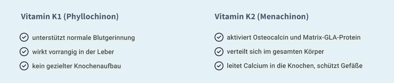 Infografik: Vitamin K1 und K2 